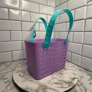 Viral Easter Basket Rubber Tote Purple w/ Teal Butterfly Handles & Charms
